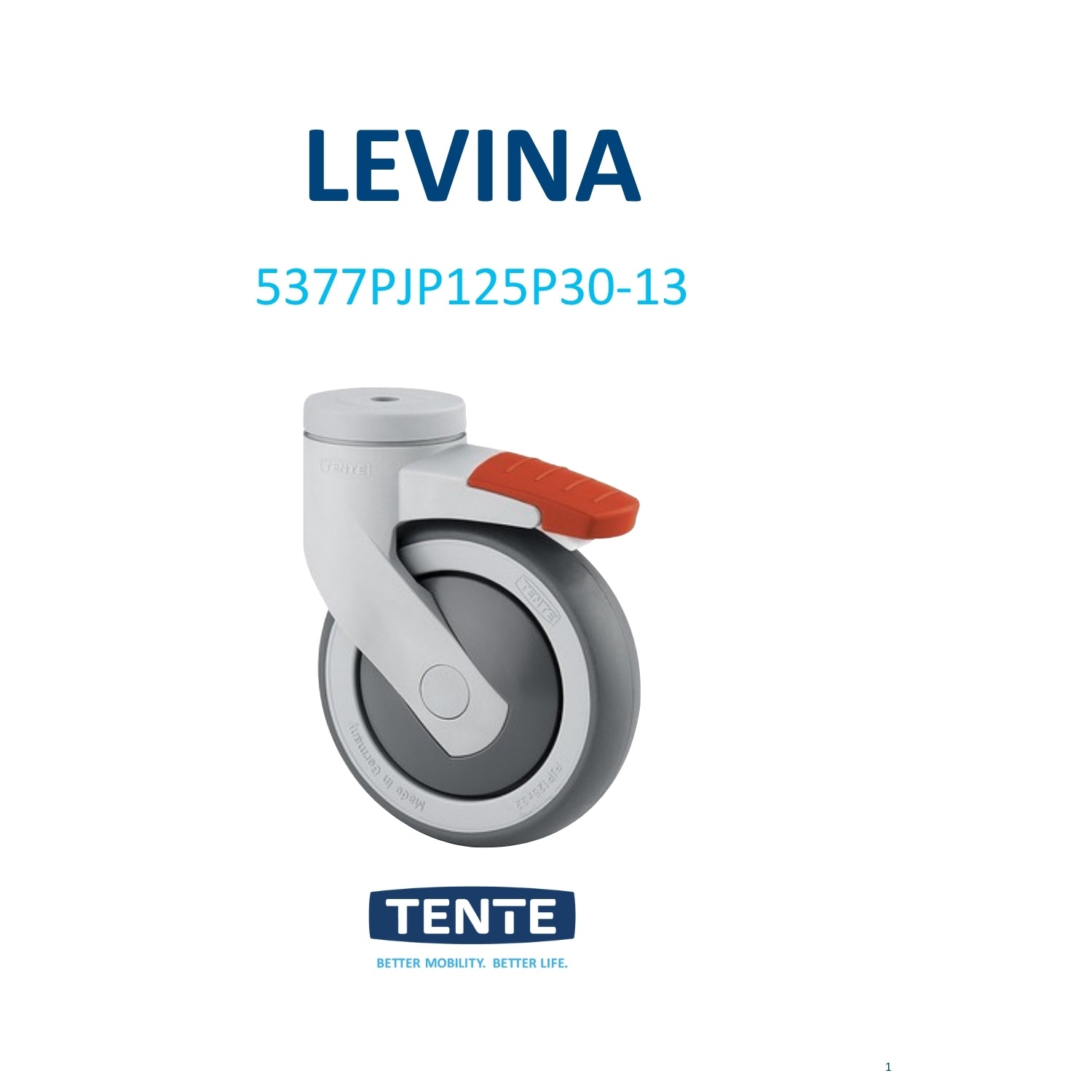 Rueda giratoria 125mm material sintético con freno Levina 100kg