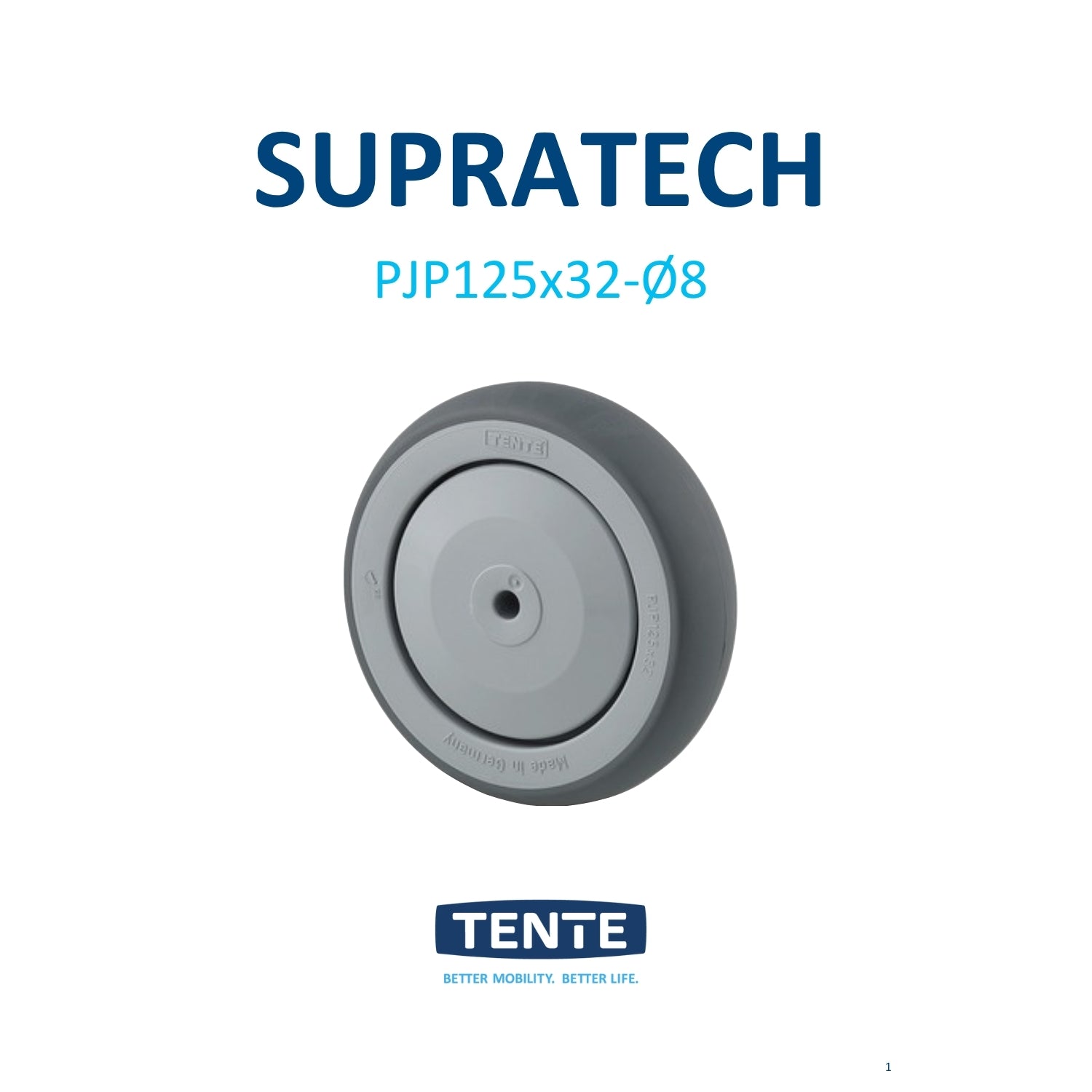 tente pjp125x32 Rueda suelta 125 mm goma termoplástica 100 kg para Supermercados