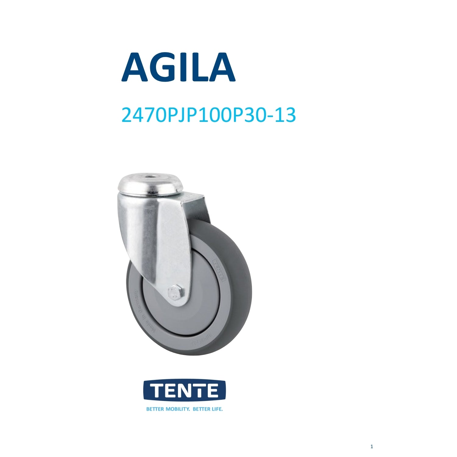 Rueda giratoria 100 mm goma termoplástica 100 kg para Supermercados