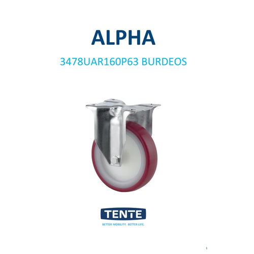 Rueda fija 160 mm núcleo de poliamida con bandaje de poliuretano inyectado 350 kg para Industria Alimenticia