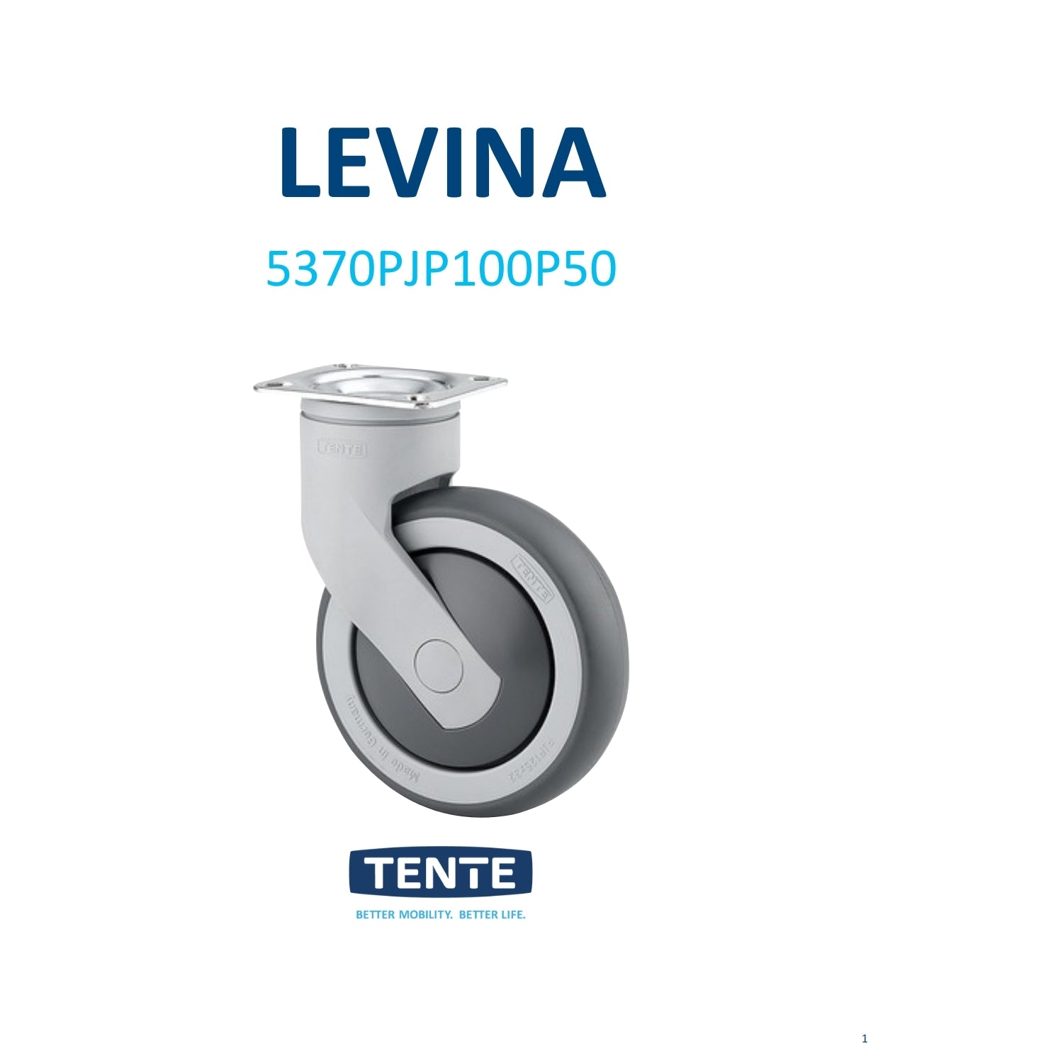 Rueda giratoria 100 mm de material sintético, 100 kg para Supermercados