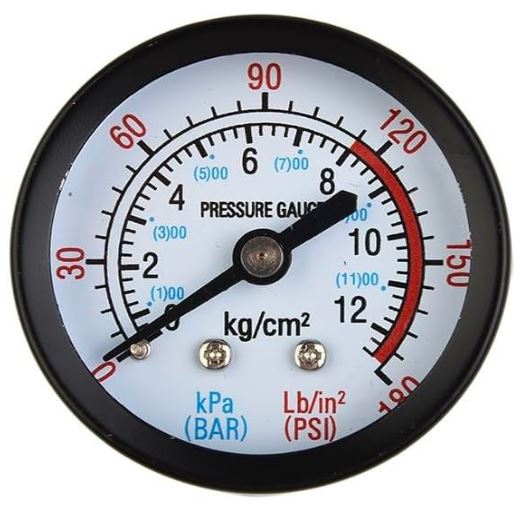 REPUESTO MANOMETRO PARA COMPRESOR DE AIRE 180 PSI 50MM 1/4 NPT ATRAS