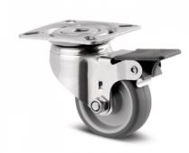 RUEDA GIRATORIA CON FRENO 50MM INOX NUCLEO DE POLIPROPILENO Y BANDA DE GOMA TERMOPLASTICA GRIS