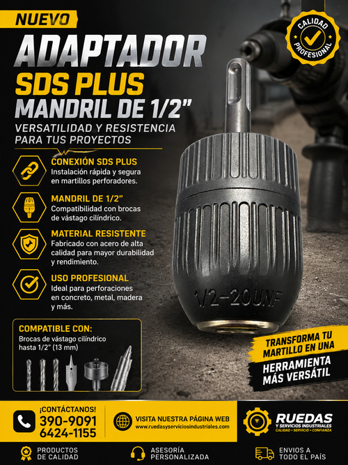ADAPTADOR SDS PLUS CON MANDRIL 1/2-20