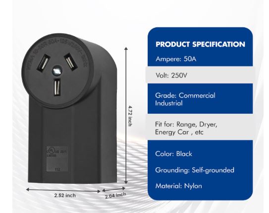 CONECTOR ELECTRICO HEMBRA NEMA 10-50R 50A 3P 125-250V 60Hz