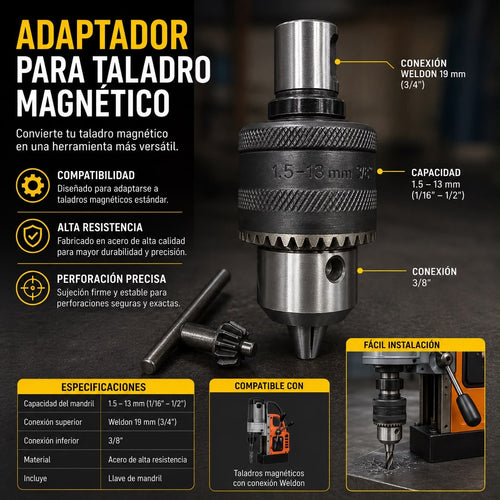 ADAPTADOR PARA TALADRO MAGNETICO WELDON 3/4